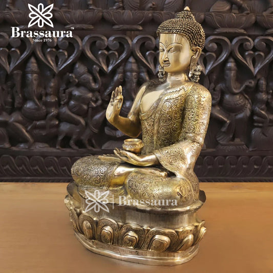 Brass Buddha For Home And Décor Weight 22.780 kg Height 21 Inch