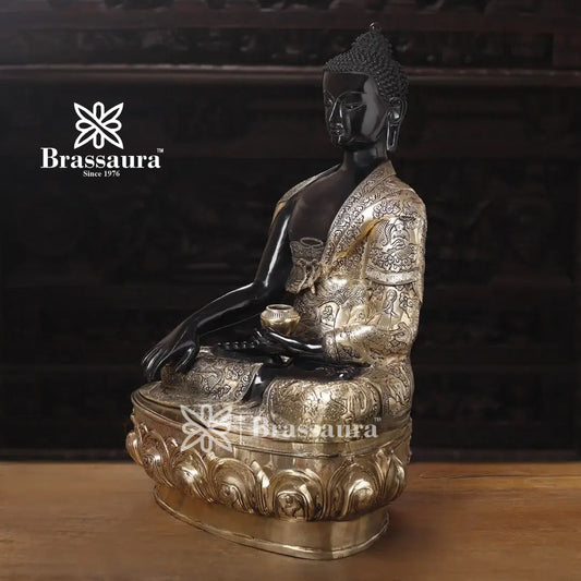 Brass Buddha For Home And Décor Weight 53.020 kg Height 33 Inch