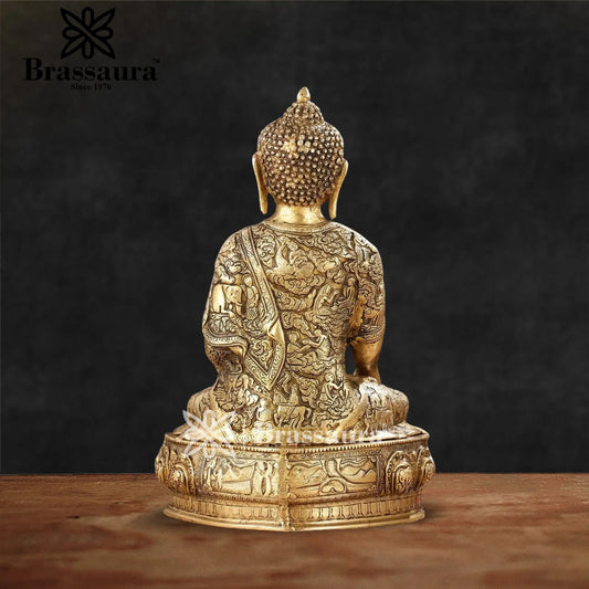 Brass Buddha For Home And Décor And Gift Items Weight 7.8 kg Height 15 Inch