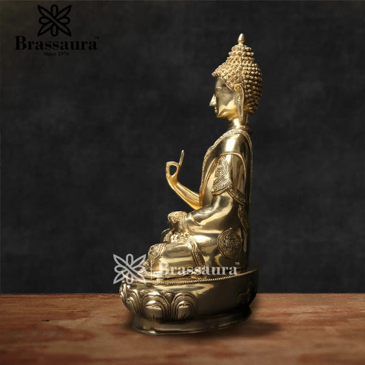 Brass Buddha For Home And Décor Weight 10.15 kg Height 17 Inch