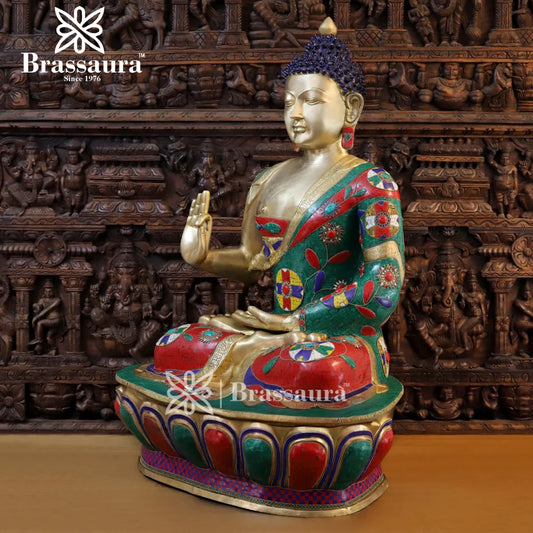 Brass Buddha For Home And Décor Weight 94.2 kg Height 45.5 Inch
