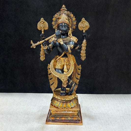 Brassaura® Brass Chola Krishna Sculpture | Height 19 Inches