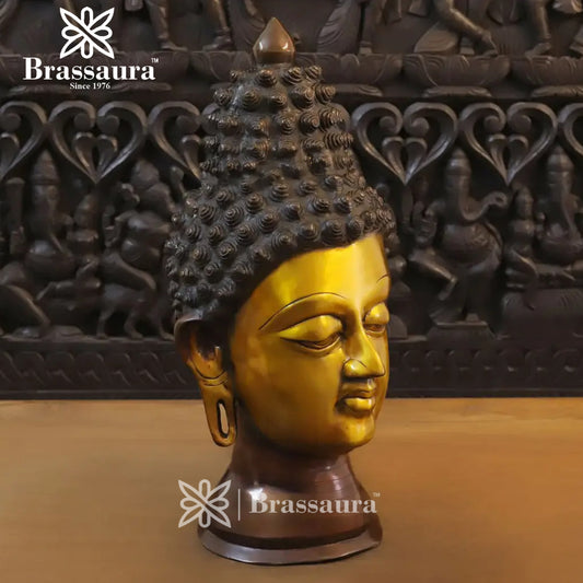 Brass Buddha Head For Home And Décor Weight 17.8 kg Height 23 Inch
