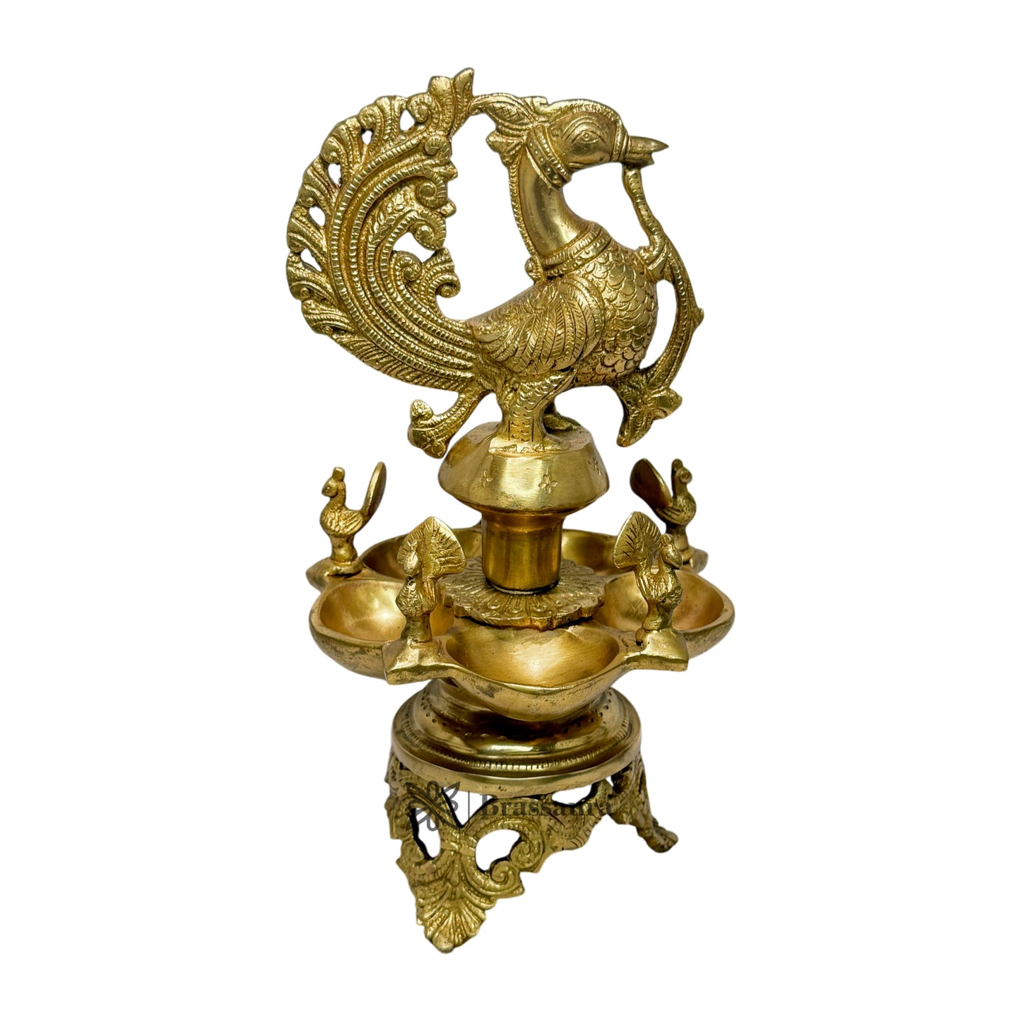 Brass Peacock Oil Lamp Diya Height 13 Inch Weight 4 Kg