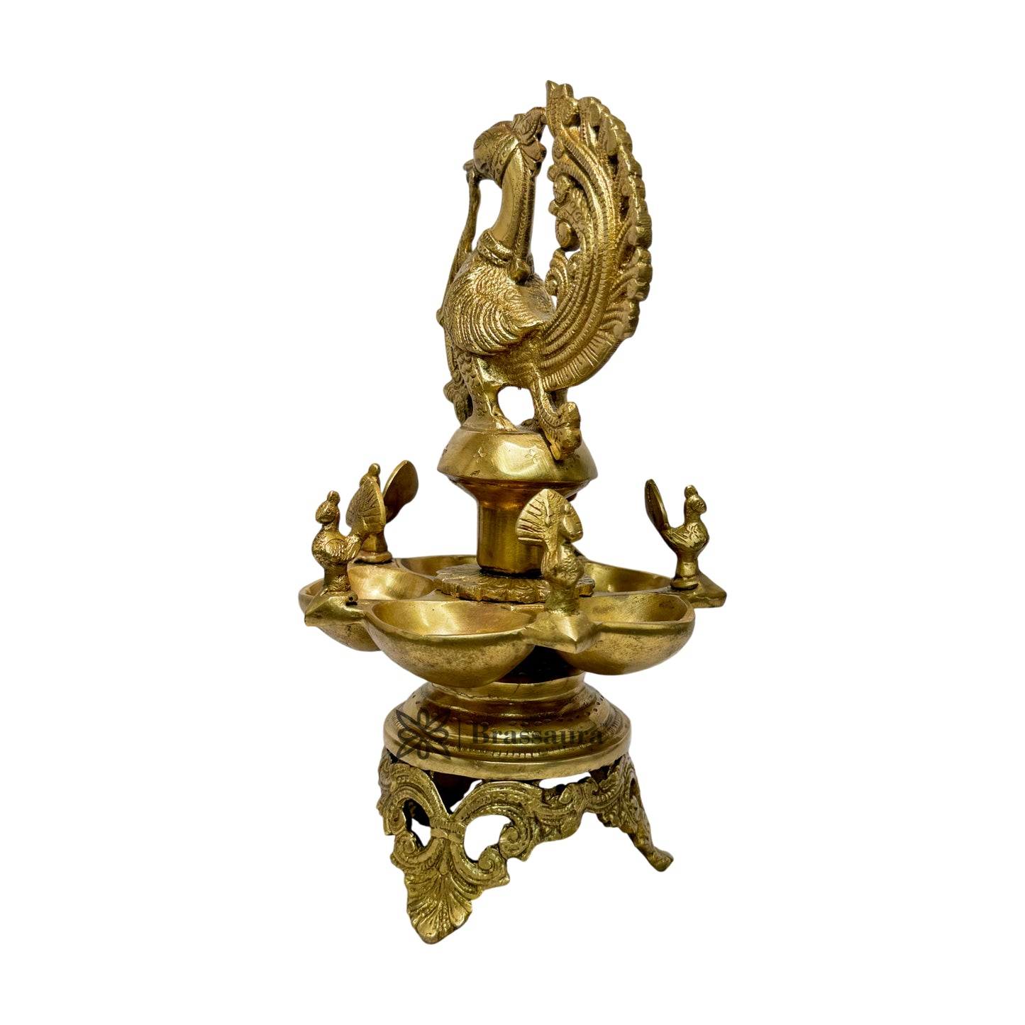 Brass Peacock Oil Lamp Diya Height 13 Inch Weight 4 Kg