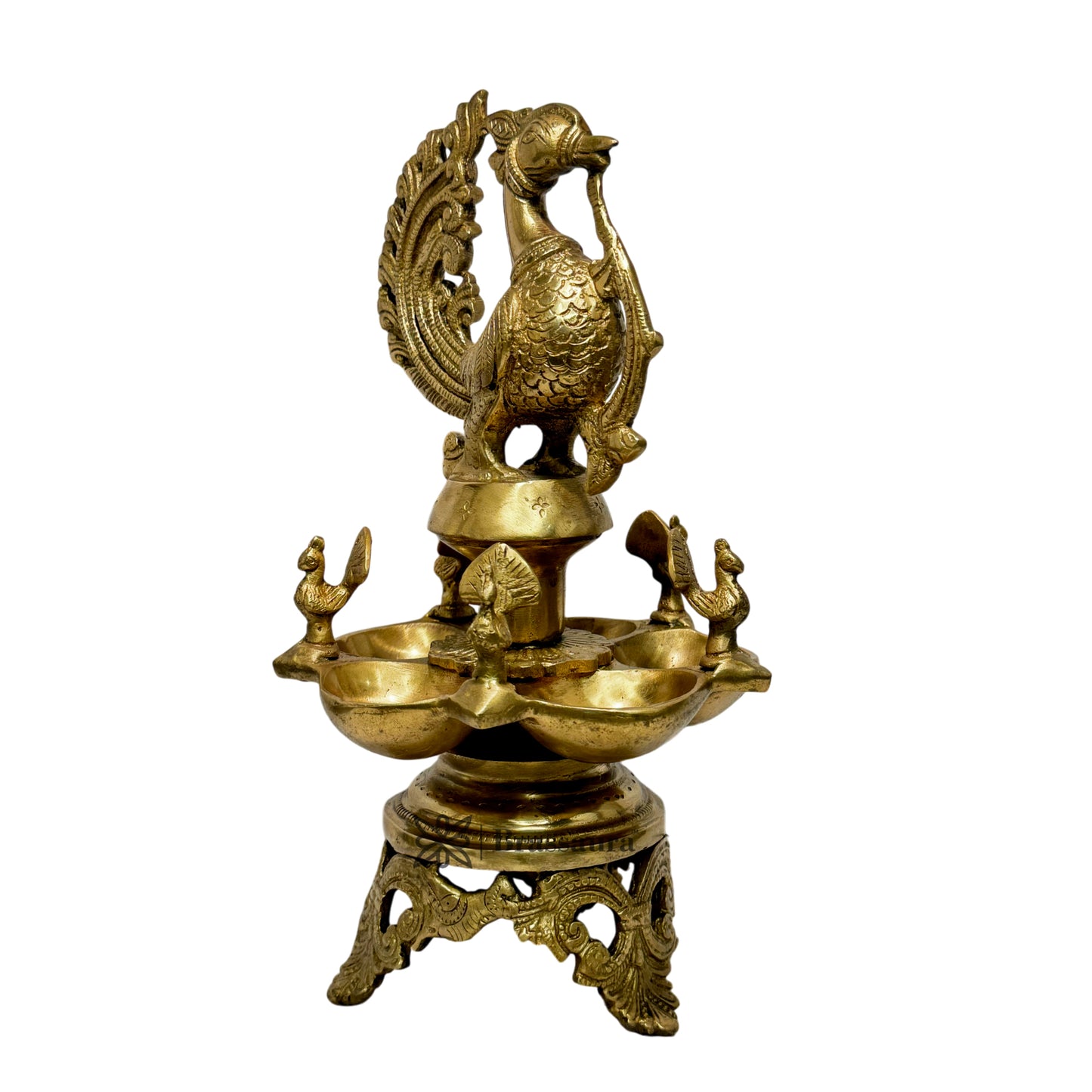 Brass Peacock Oil Lamp Diya Height 13 Inch Weight 4 Kg