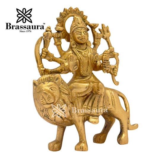 Brassaura® Handcrafted Brass Durga Murti – Perfect for Pooja Room & Gifting Height 5.2 inches