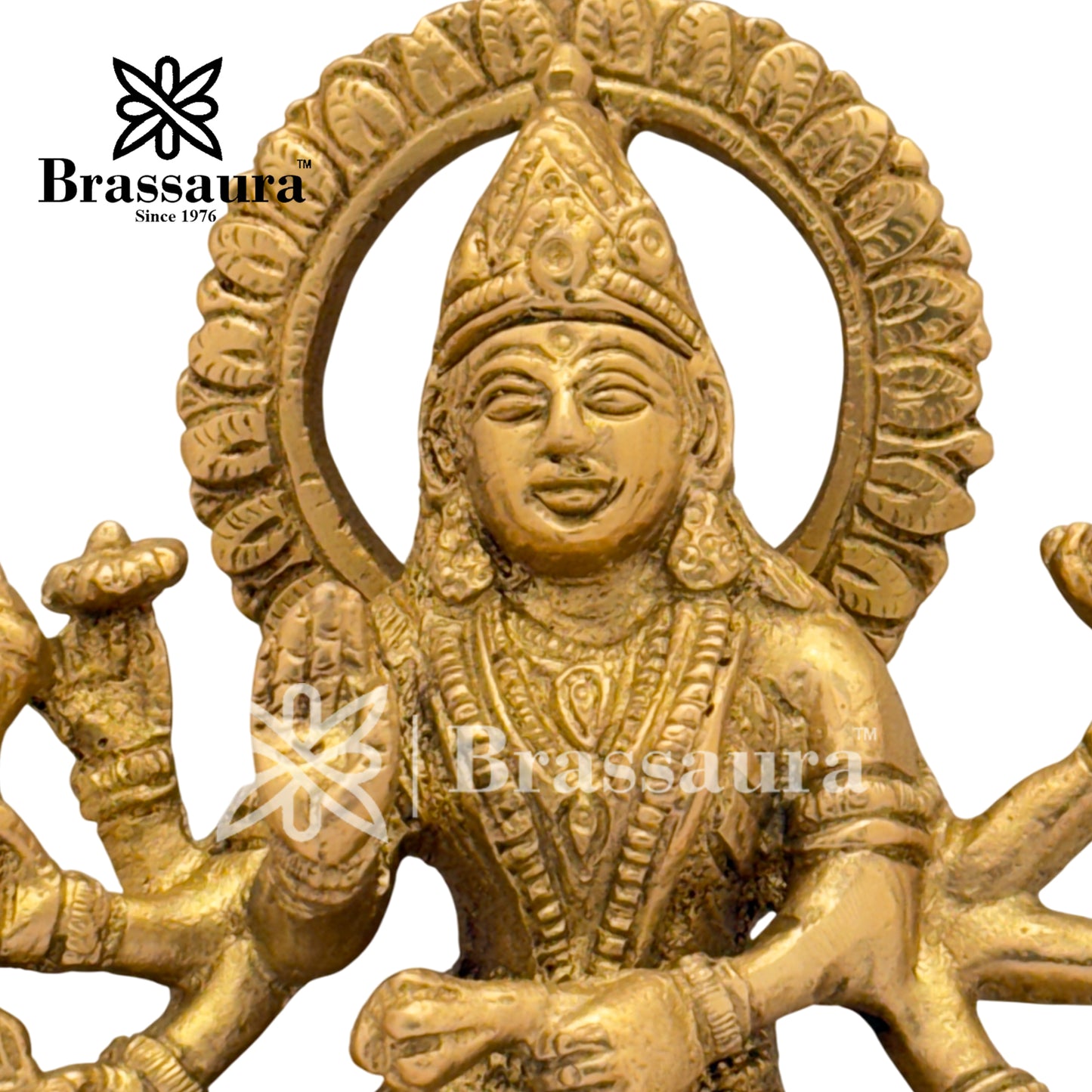 Brass Durga Idol for Home Temple and Decor Height 6 Inches & Weight 1.2 Kgs