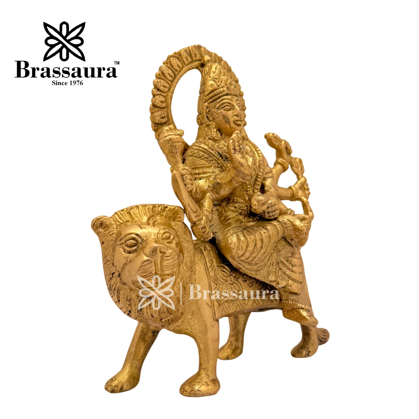 Brass Durga Idol for Home Temple and Decor Height 6 Inches & Weight 1.2 Kgs