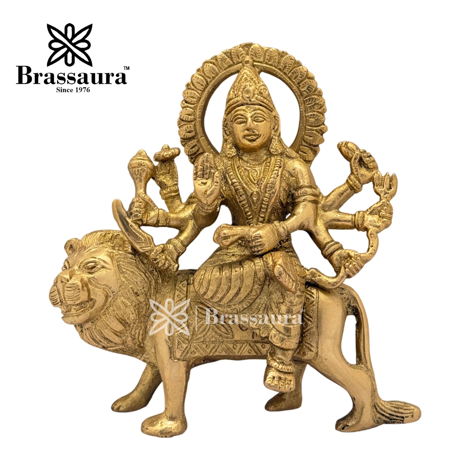 Brass Durga Idol for Home Temple and Decor Height 6 Inches & Weight 1.2 Kgs