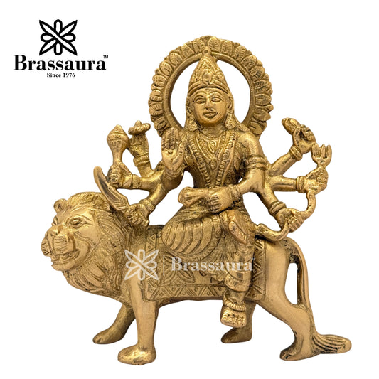 Brassaura® Brass Durga Idol for Home Temple and Decor Height 6 Inches