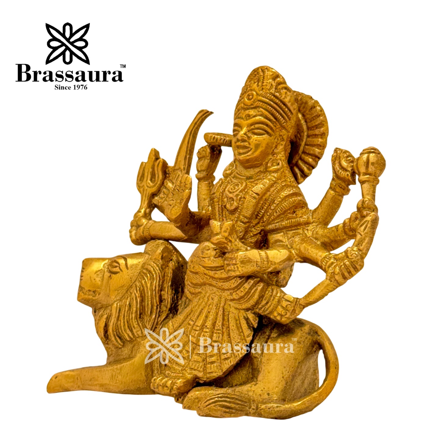 Brass Durga Idol for Home Temple and Decor Height 4 Inches & Weight 0.75 Kgs