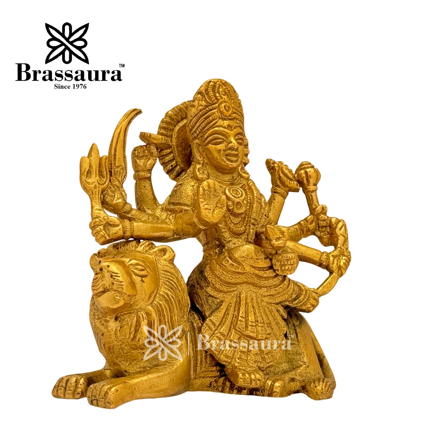 Brass Durga Idol for Home Temple and Decor Height 4 Inches & Weight 0.75 Kgs