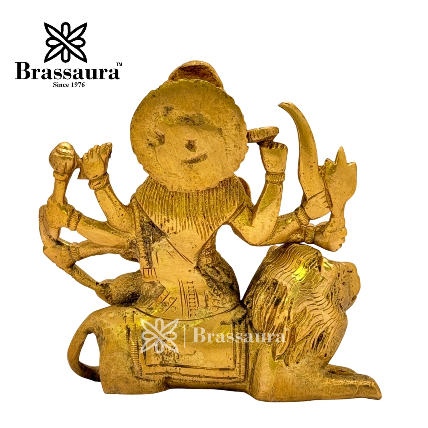 Brass Durga Idol for Home Temple and Decor Height 4 Inches & Weight 0.75 Kgs