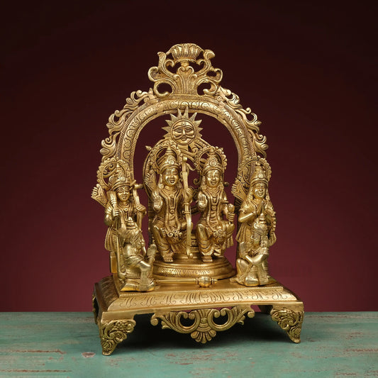 Brassaura® Brass Ram Darbar with Arch | Height 15.5 Inches