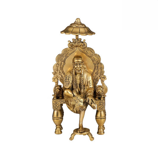 Brassaura® Brass Sai Baba Murti | Height 9 Inches