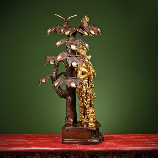 Brassaura® Brass Krishna Under Tree Showpiece for Home Temple | Height 34 Inches