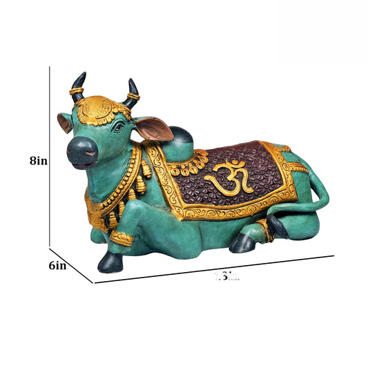 Brassaura® Brass Nandi Cow Sitting Statue | Height 13 Inches