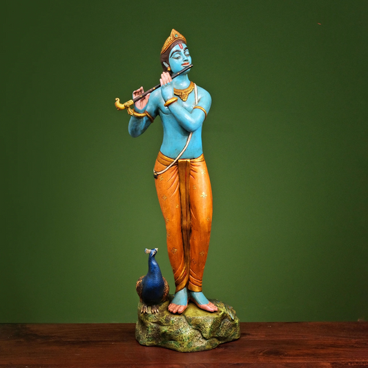 Brassaura® Brass Krishna Statue for Home Decor | Height 29 Inches