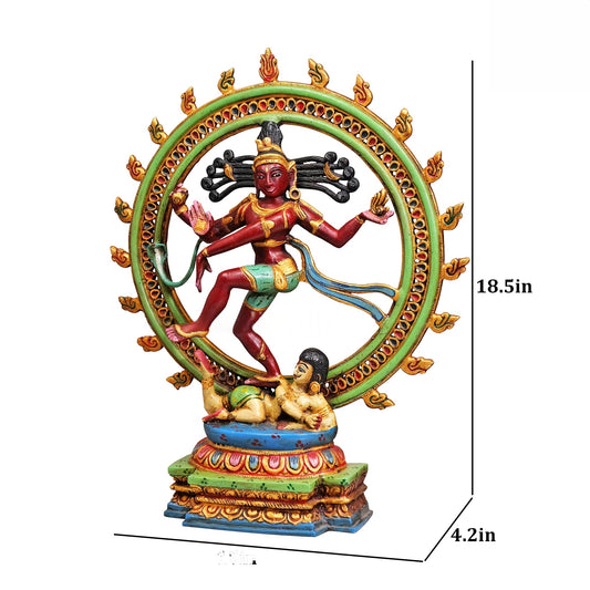 Brassaura® Nataraja Dancing Shiva Brass Statue | Pure Brass with Hand-Painted Detailing | Height 22 Inches