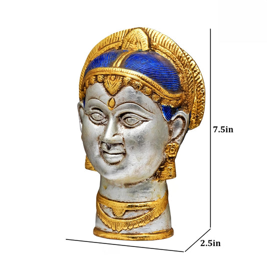 Brassaura® Goddess Parvati Brass Face Wall Décor | Pure Brass | Height 7.5 Inches