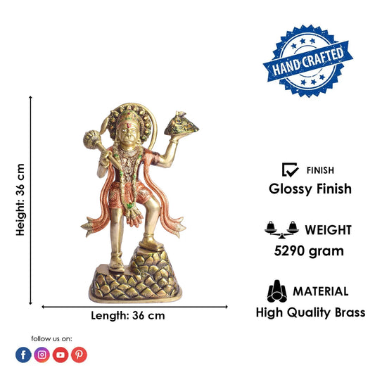 Brassaura® Brass Kesari Nandan Hanuman Idol | Height 14.2 Inches