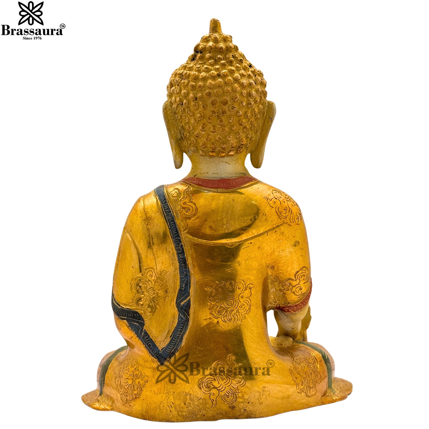 Brass Multi Colored White & Gold Patina Finish Buddha Weight 3.3 Kg & Height 10 Inch
