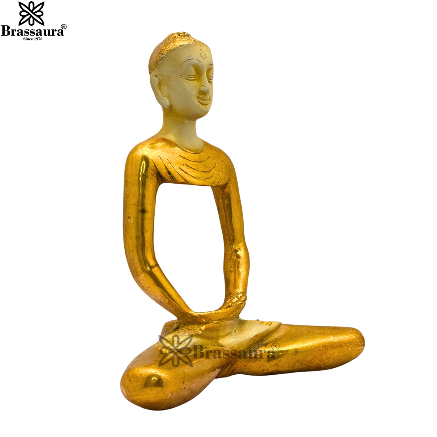 Brass Multi Colored White & Gold Patina Finish Buddha Weight 2.4 Kg & Height 9.5 Inch