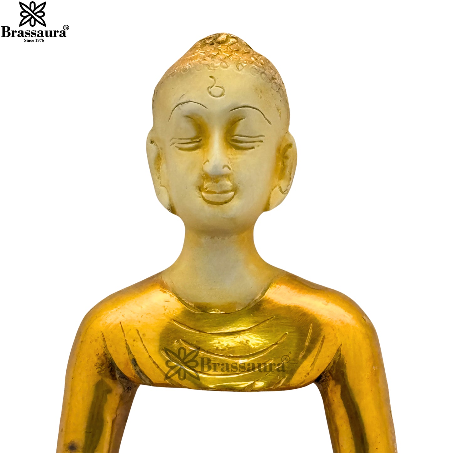 Brass Multi Colored White & Gold Patina Finish Buddha Weight 2.4 Kg & Height 9.5 Inch