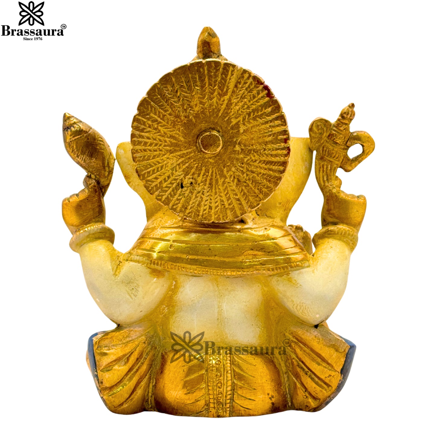 Brass Multi Colored White & Gold Patina Finish ganesha Weight 2.1 Kg & Height 6.5 Inch