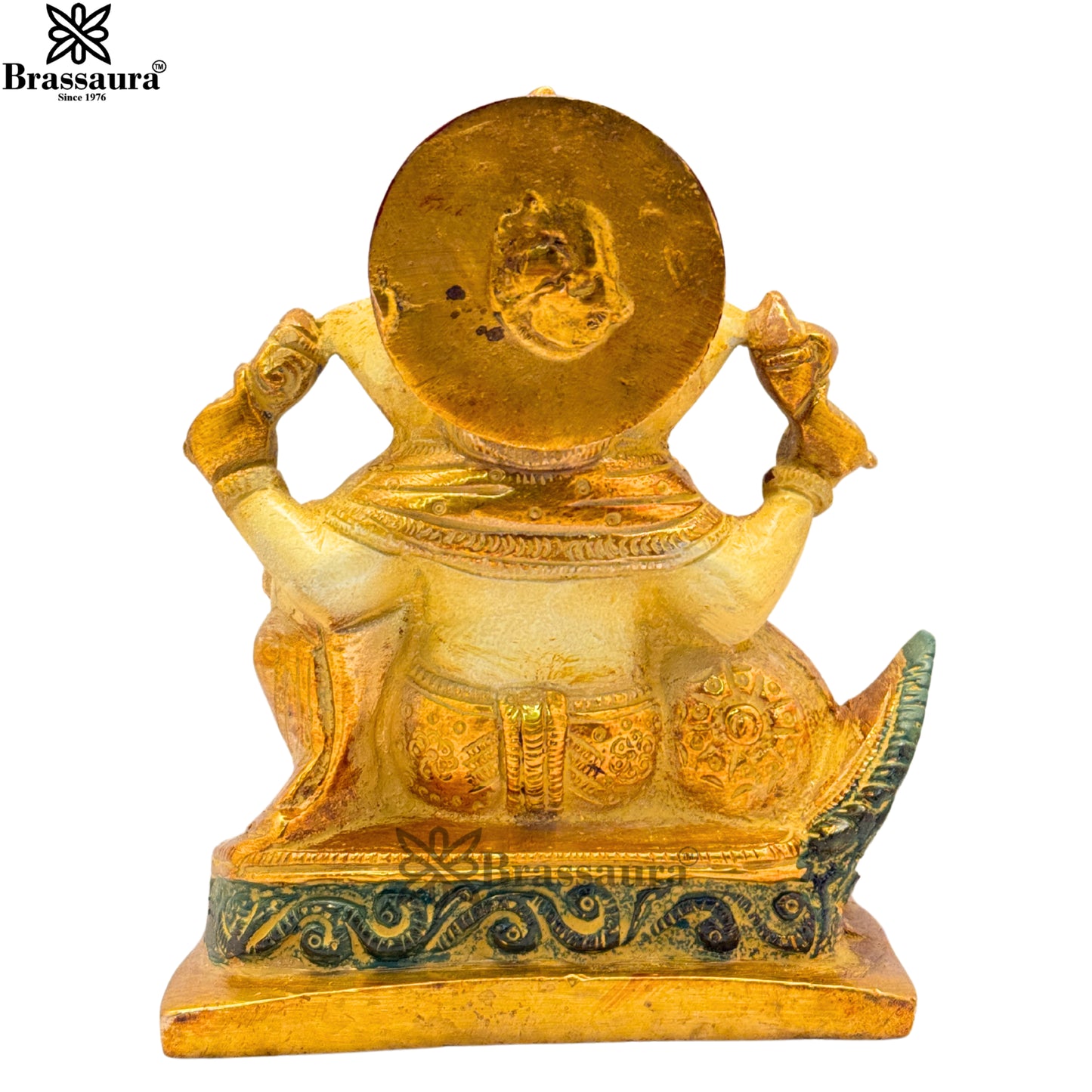 Brass Multi Colored White & Gold Patina Finish ganesha Weight 1.4 Kg & Height 5.5 Inch