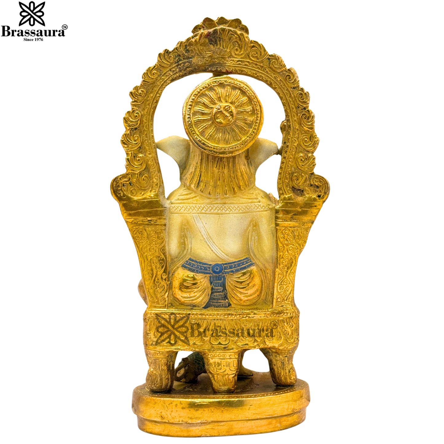 Brass Multi Colored White & Gold Patina Finish ganesha Weight 2.8 Kg & Height 9.5 Inch