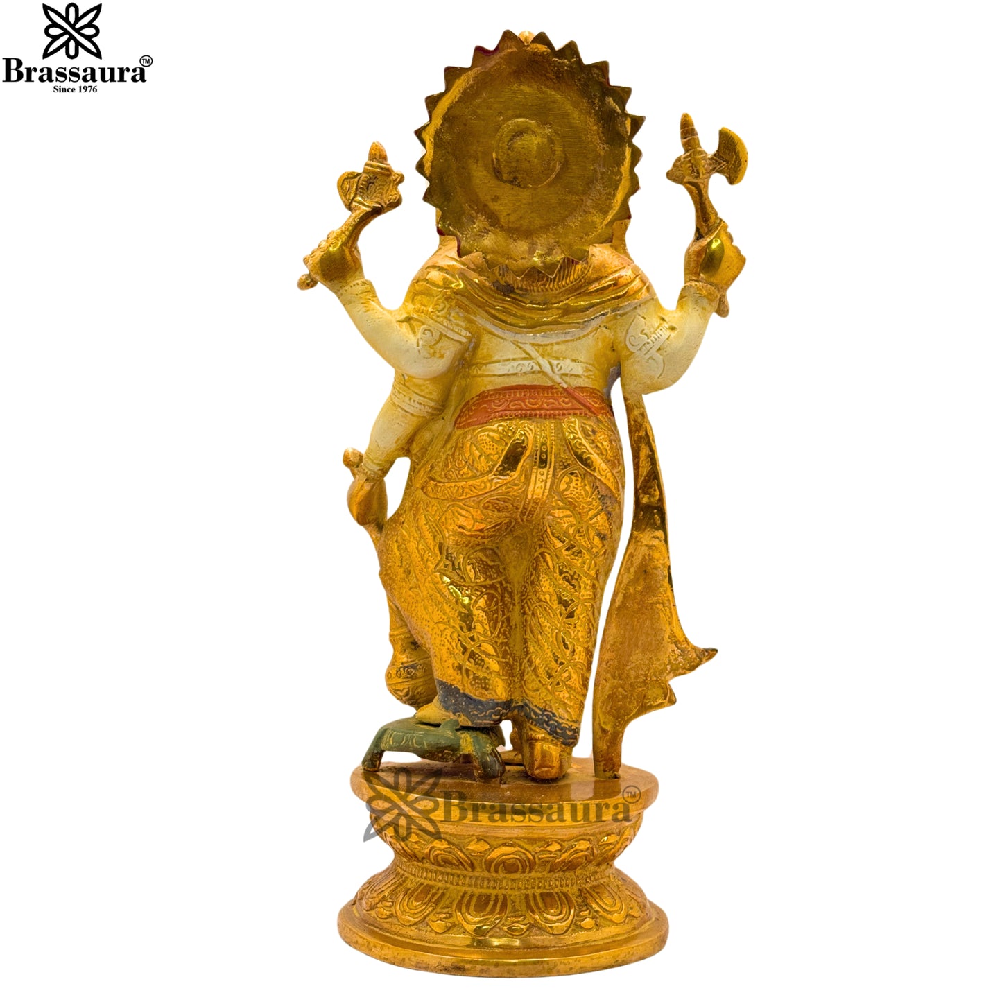Brass Multi Colored White & Gold Patina Finish Standing ganesha Weight 3.6 Kg & Height 11.5 Inch