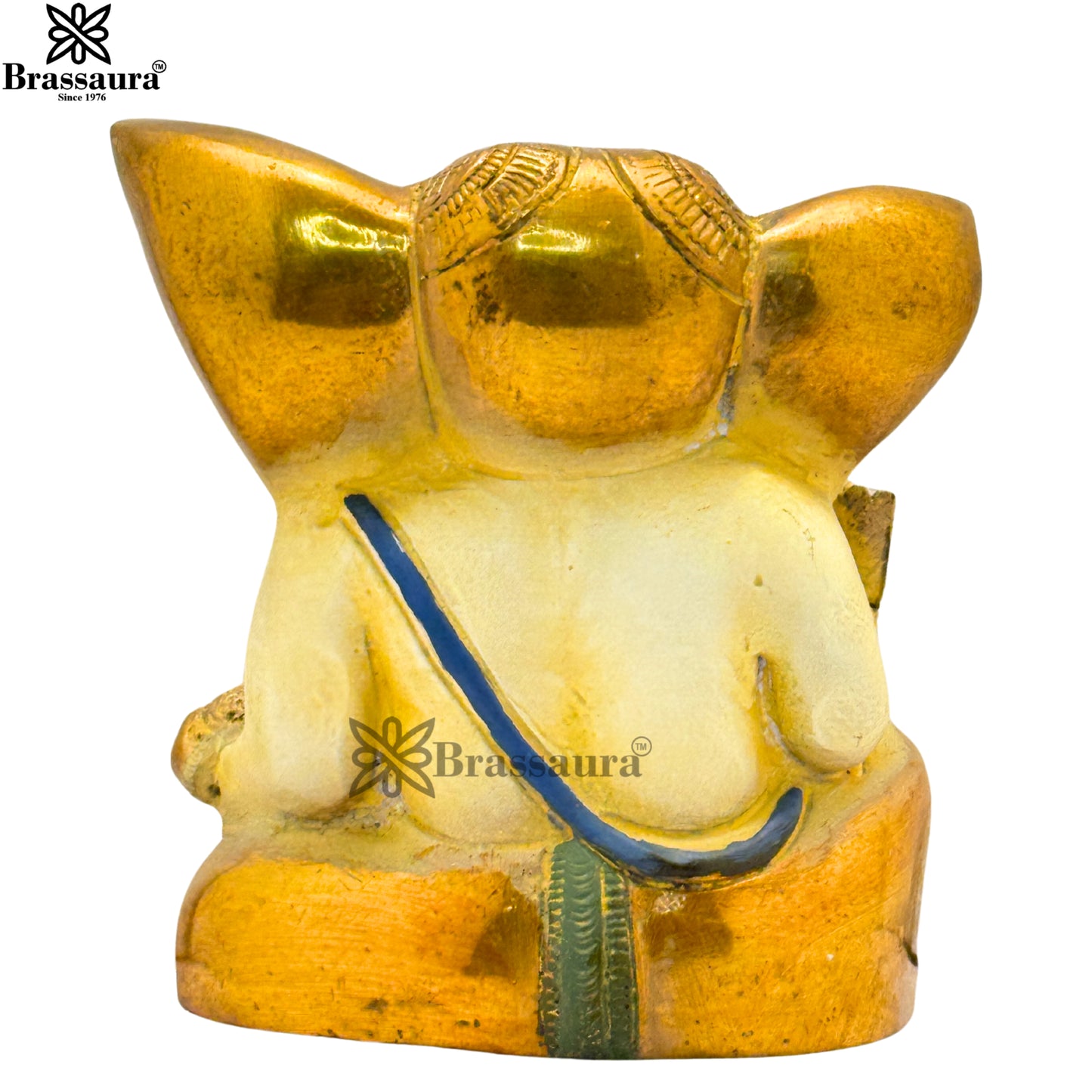 Brass Multi Colored White & Gold Patina Finish ganesha Weight 1.2 Kg & Height 4.5 Inch