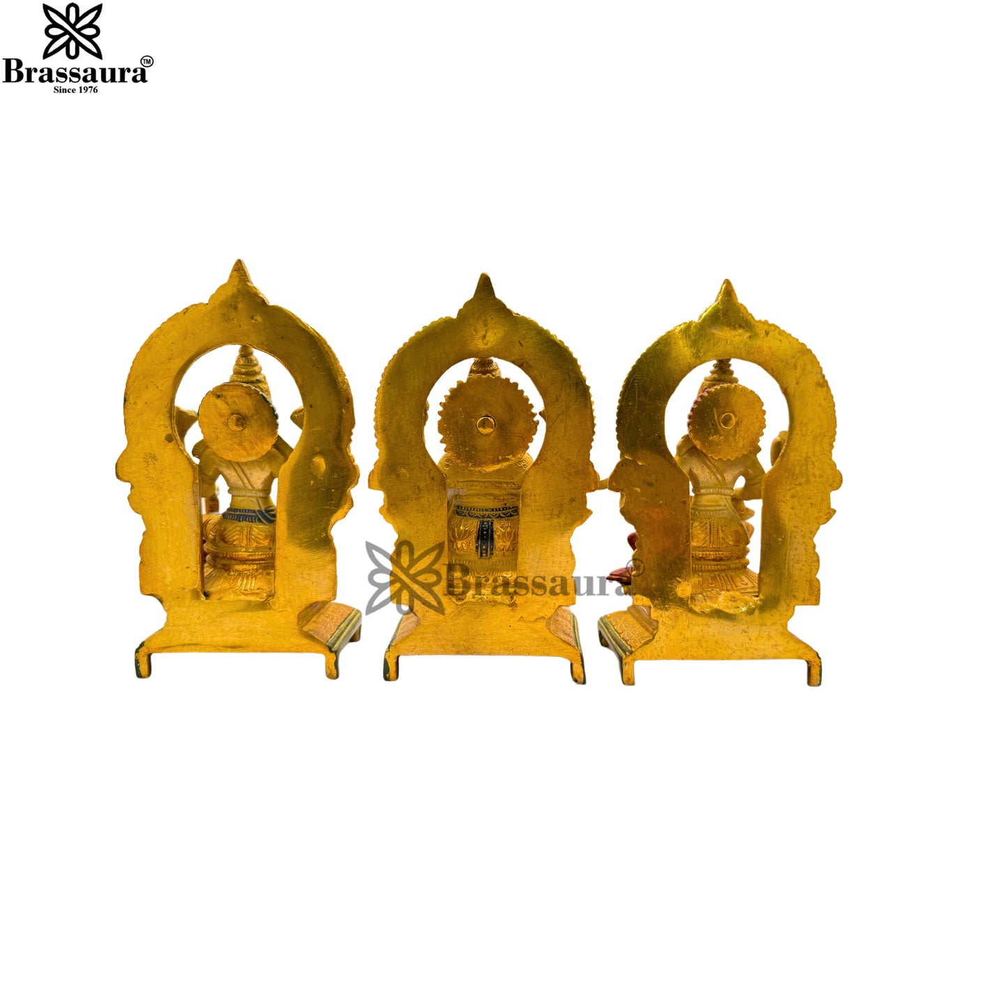 Brass Multi Colored White & Gold Patina Finish Lakshmi ganesha saraswati Weight 4.6 Kg & Height 7.5 Inch