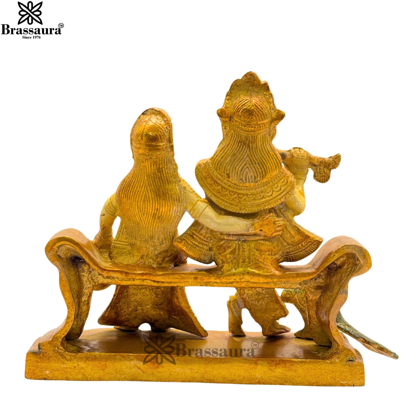 Brass Multi Colored White & Gold Patina Finish Radha Krishna Weight 2 Kg & Height 5.5 Inch