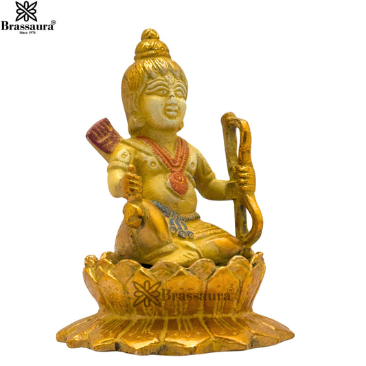 Brassaura™ Brass Multi Colored White & Gold Patina Finish Ram Lalla – Height 5 Inches & Weight 1.2 Kgs | Artistic Spiritual Accent