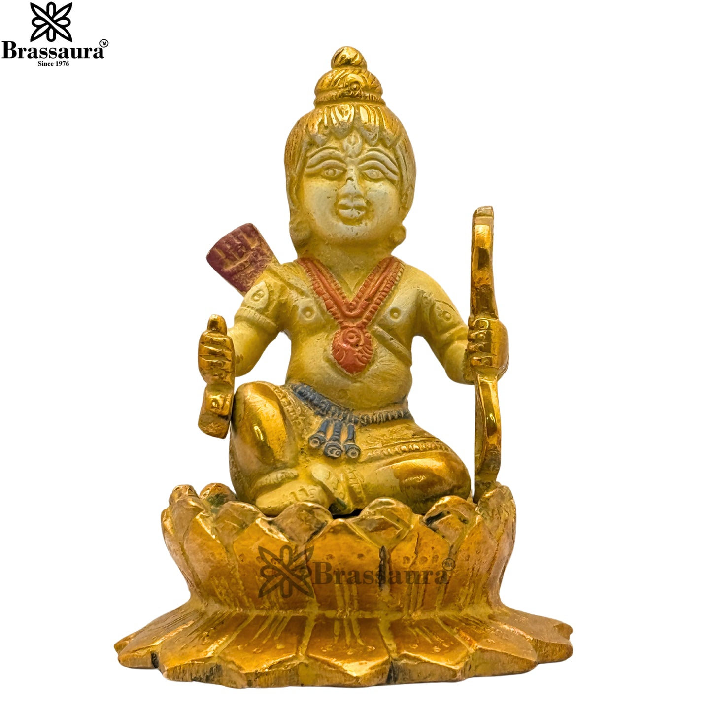 Brass Multi Colored White & Gold Patina Finish Ram Lalla Weight 1.2 Kg & Height 5 Inch