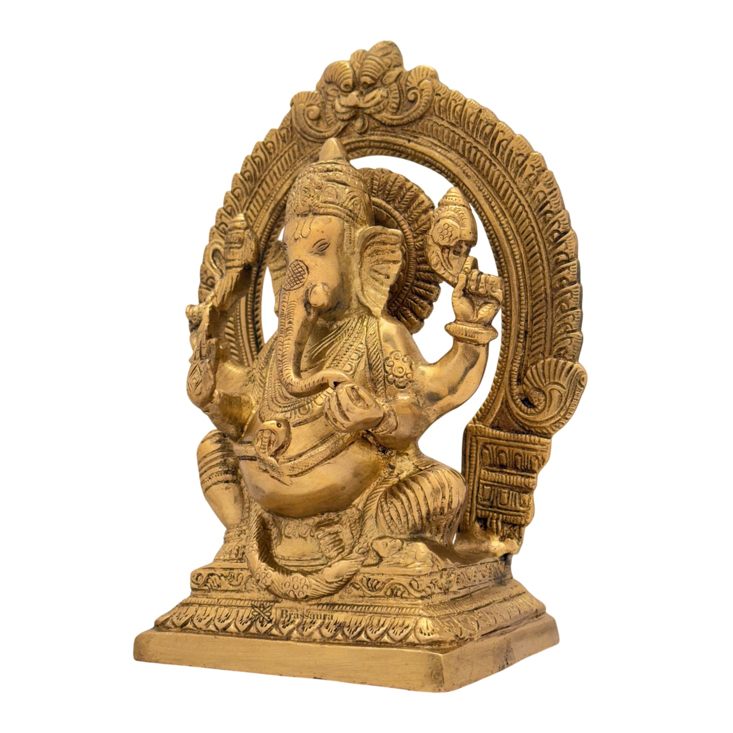 Brass Ring Ganesha Statue For Home Decor Weight 2.2 Kg And Height 18 Cm