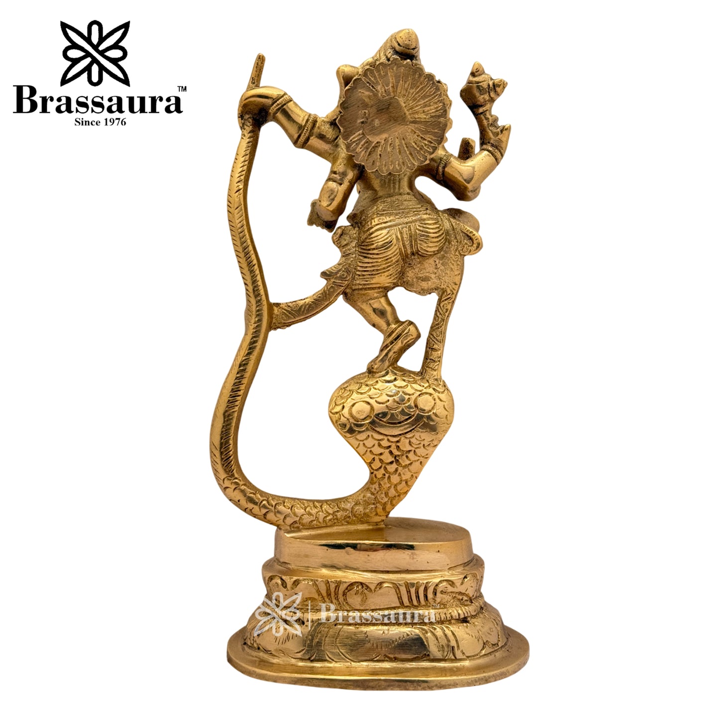 Brassaura™ Brass Dancing Ganesha Idol for Home and Decor | Weight 1.8 Kgs | Height 9.45 Inches