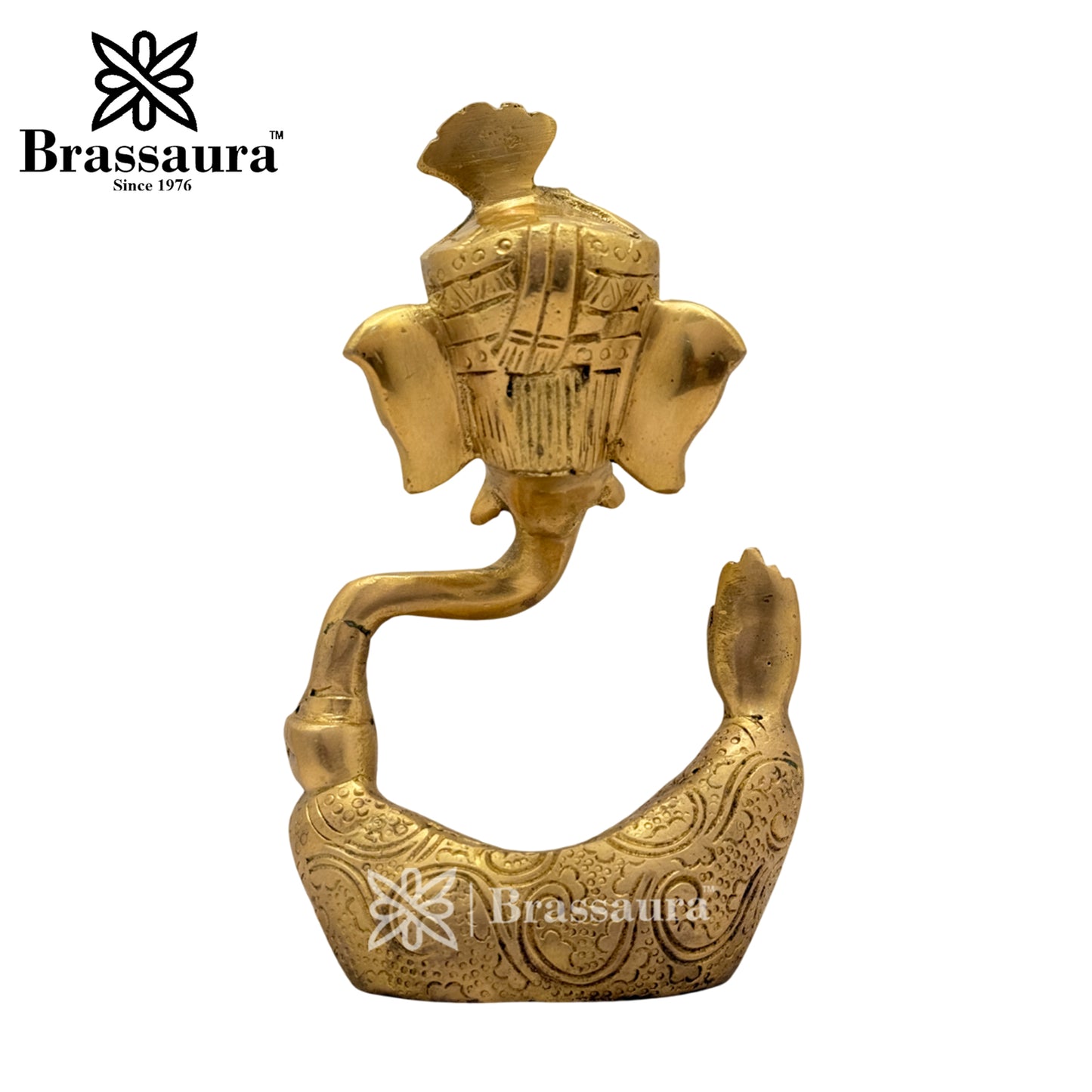 Brassaura™ Brass Beautiful Ganesha Idol for Home and Decor | Weight 1.2 Kgs | Height 7.09 Inches