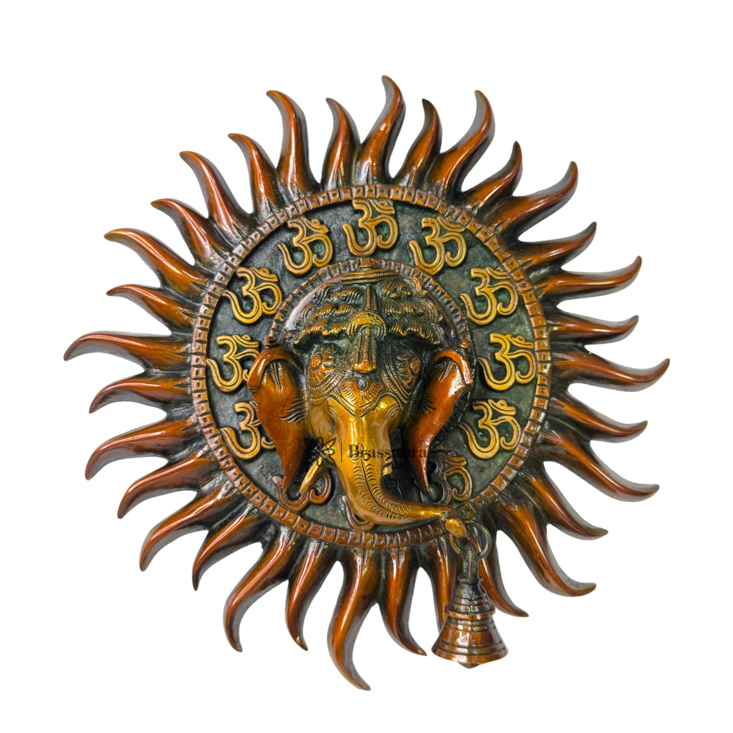 Brassaura™ Decorative Brass Ganesha Wall Hanging – Height 4 Inches & Weight 2.5 Kgs | Temple & Home Décor