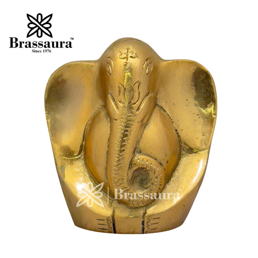 Brassaura™ Brass Modern Ganesha Idol for Home and Decor | Weight 0.6 Kgs | Height 3.54 Inches