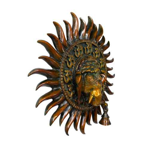 Brassaura™ Decorative Brass Ganesha Wall Hanging – Height 4 Inches & Weight 2.5 Kgs | Temple & Home Décor