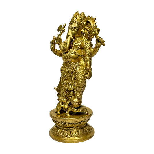 Brassaura™ Brass Standing Ganesha Murti – Height 12.99 inches | Weight 4 kgs