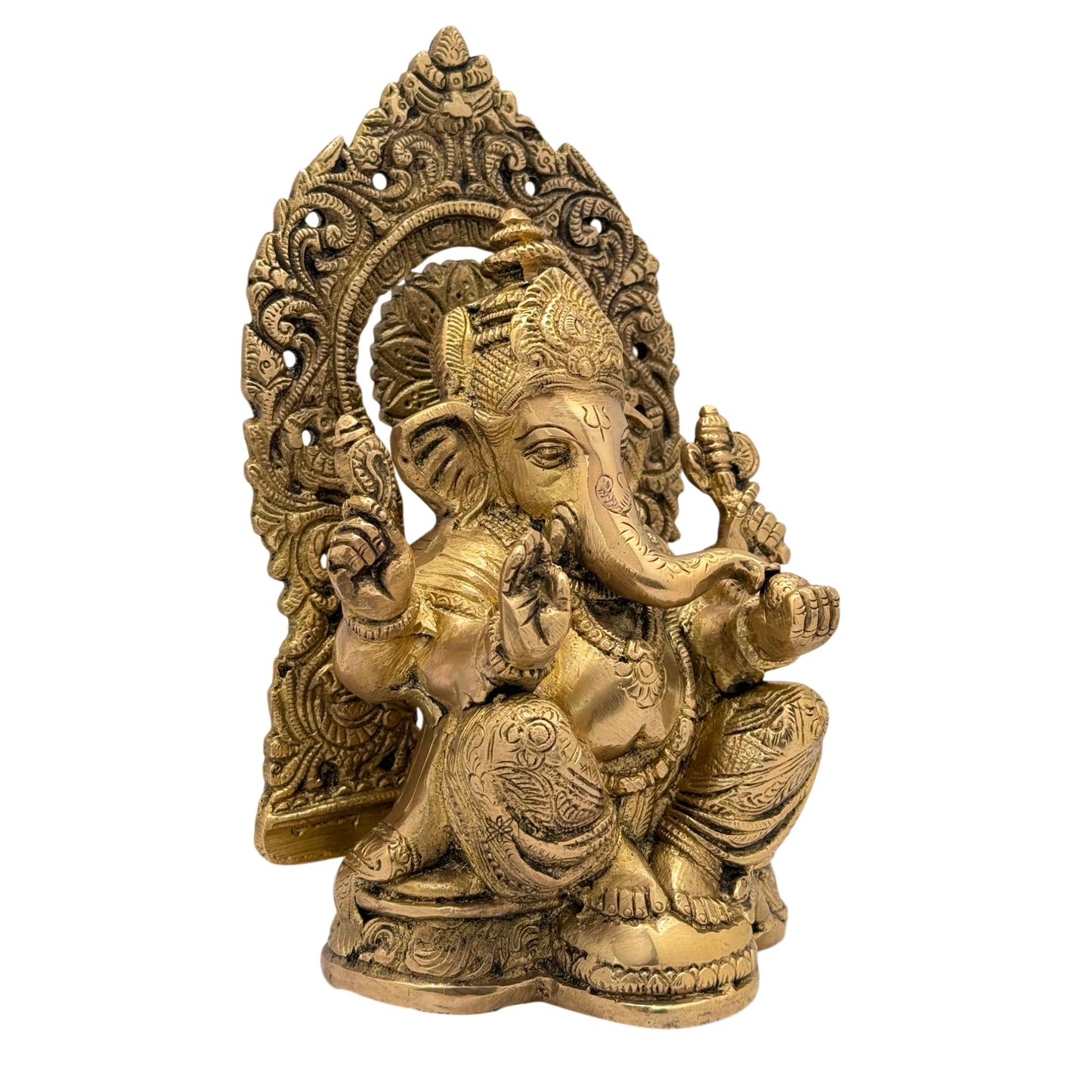 Brass Ring Ganesha Statue For Home Decor Weight 2 Kg And Height 22 Cm