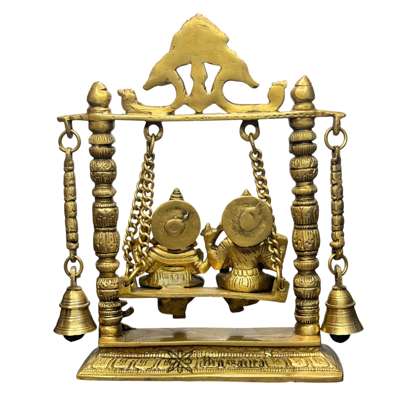 Brassaura™ Brass Laxmi Ganesha Jhula Murti for Home and Decor | Weight 2.5 Kgs | Height 11.02 Inches