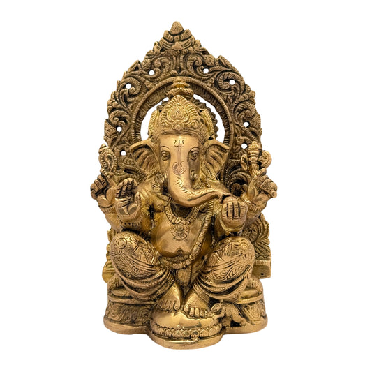 Brass Ring Ganesha Statue For Home Decor Weight 2 Kg And Height 22 Cm