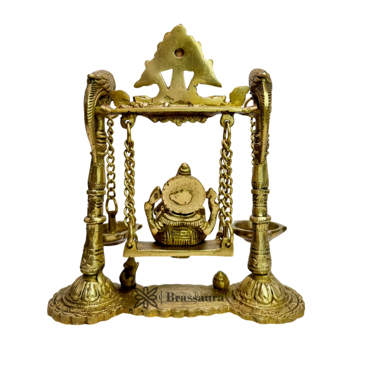 Brass Ganesha Jhula Statue For Home Decor Weight 1.7 Kg And Height 30 Cm