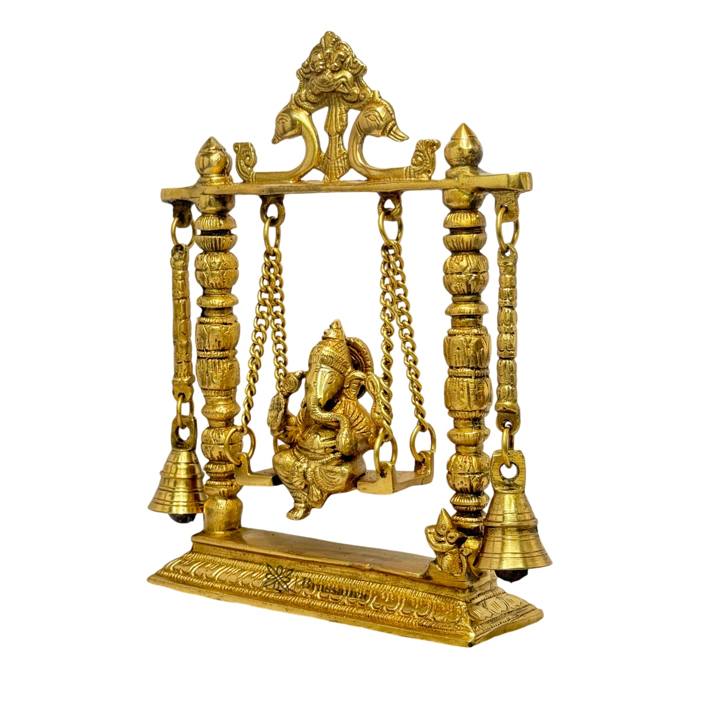 Brass Ganesha Jhula Statue For Home Decor Weight 2.3 Kg And Height 26 Cm